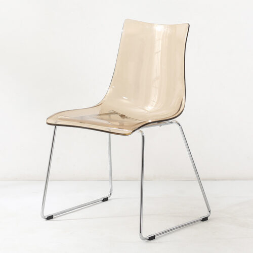 Transparent Plastic Dining Chair with Chrome Metal Sled Base Modern Accent Side Chair - Metal dining chair - QONKA HOME
