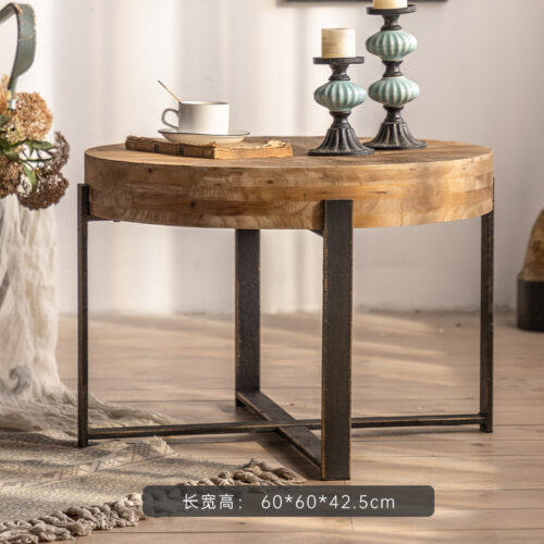Contemporary Solid Wood Coffee Table on Gold Metal Cross Base - Coffee table - QONKA HOME
