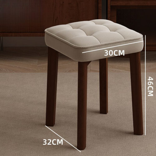 Stackable Solid Rubber Wood Stool Upholstered Cushioned Square Stool Multi-purpose Dining Stool for Home Kitchen - Solid w...
