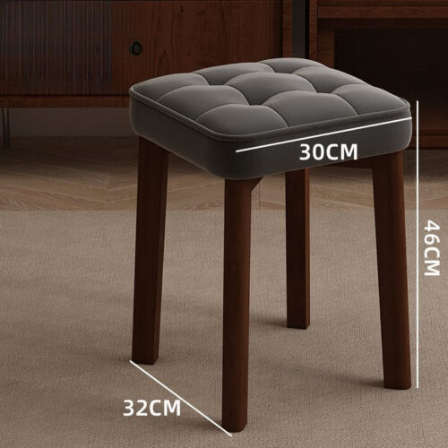 Stackable Solid Rubber Wood Stool Upholstered Cushioned Square Stool Multi-purpose Dining Stool for Home Kitchen - Solid w...