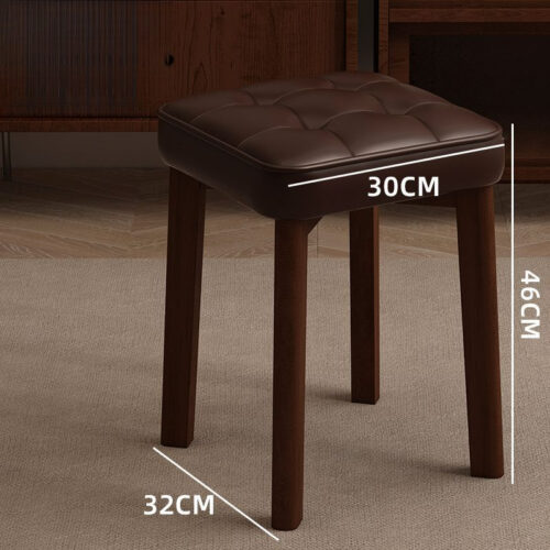 Stackable Solid Rubber Wood Stool Upholstered Cushioned Square Stool Multi-purpose Dining Stool for Home Kitchen - Solid w...