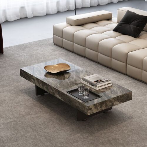 Italian Minimalist Sintered Stone Coffee Table, Rectangle & Square - Coffee table - QONKA HOME