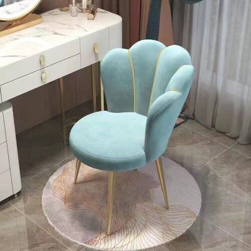 Petal-Shaped Velvet Dining Chair - Metal dining chair - QONKA HOME
