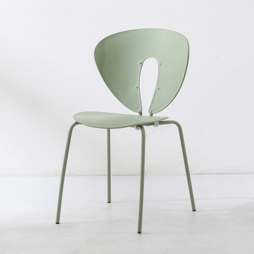 Modern Hollow Plastic Dining Chair with Color Coated Metal Legs Creative Curved Accent Chair - Metal dining chair - QONKA ...