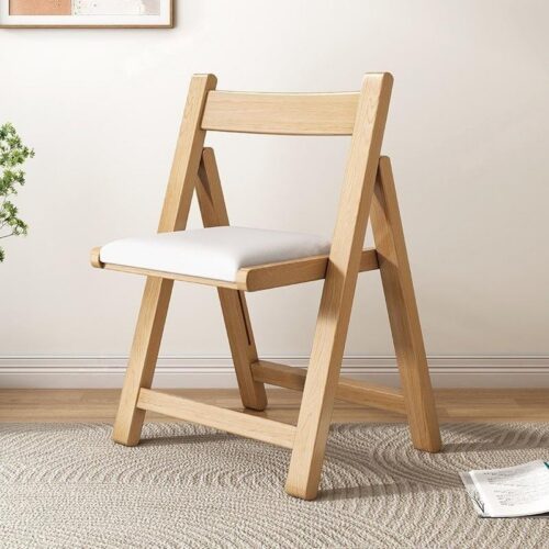 Solid Rubber Wood Folding Dining Chair Multi‑Color PU Leather Padded Fold‑able Side Chair for Kitchen Apartment - Soli...