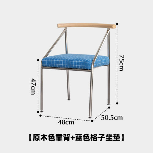 Dining Chair With White Ash Wood Backrest Stainless Steel Frame Fabric Upholstered Cushion Modern Minimalist Side Chair Fo...