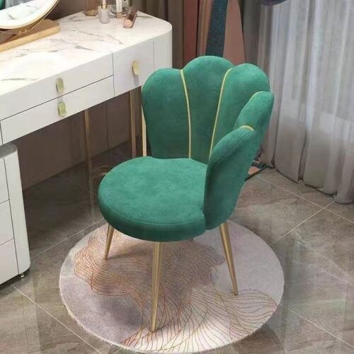 Petal-Shaped Velvet Dining Chair - Metal dining chair - QONKA HOME