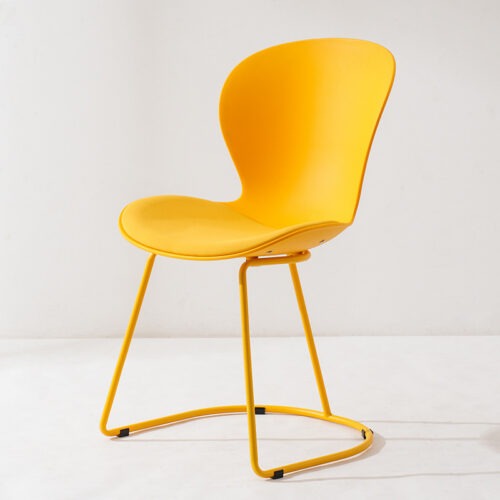 Modern Plastic Dining Chair Sled Metal Base Upholstered Seat Side Chair Multi‑Color Option for Kitchen Dining Room - Din...