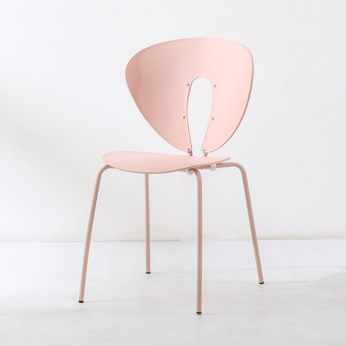 Modern Hollow Plastic Dining Chair with Color Coated Metal Legs Creative Curved Accent Chair - Metal dining chair - QONKA ...