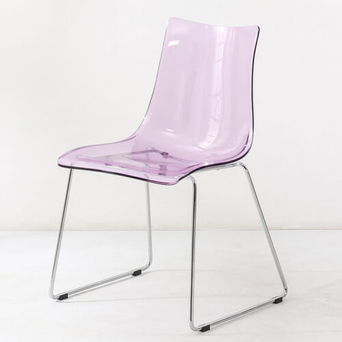Transparent Plastic Dining Chair with Chrome Metal Sled Base Modern Accent Side Chair - Metal dining chair - QONKA HOME