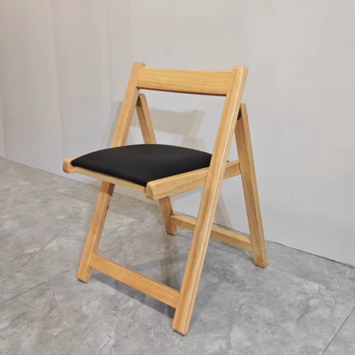 Solid Rubber Wood Folding Dining Chair Multi‑Color PU Leather Padded Fold‑able Side Chair for Kitchen Apartment - Soli...