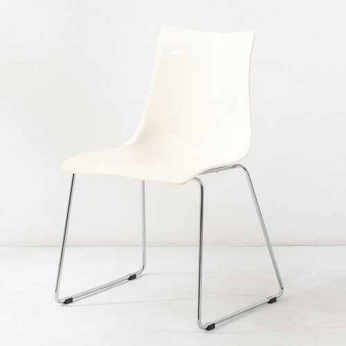 Transparent Plastic Dining Chair with Chrome Metal Sled Base Modern Accent Side Chair - Metal dining chair - QONKA HOME