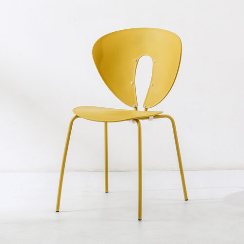 Modern Hollow Plastic Dining Chair with Color Coated Metal Legs Creative Curved Accent Chair - Metal dining chair - QONKA ...