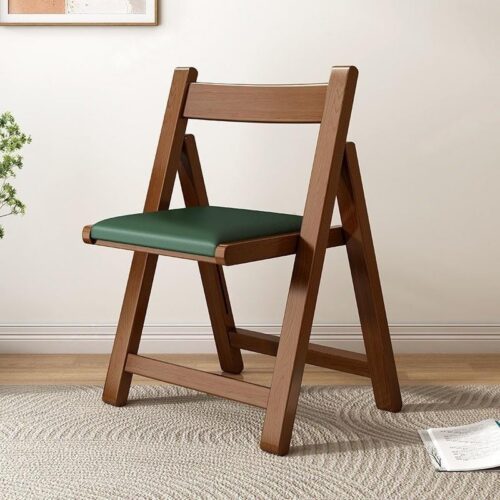 Solid Rubber Wood Folding Dining Chair Multi‑Color PU Leather Padded Fold‑able Side Chair for Kitchen Apartment - Soli...