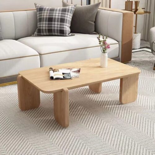Nordic Style Rectangle  Oak Solid Wood & Sintered Stone Coffee Table Set - Coffee table - QONKA HOME