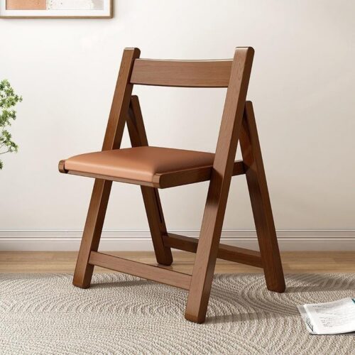 Solid Rubber Wood Folding Dining Chair Multi‑Color PU Leather Padded Fold‑able Side Chair for Kitchen Apartment - Soli...