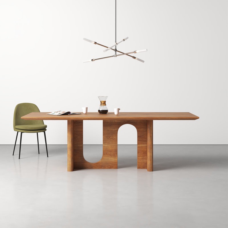 Rectangular Solid Wood Dining Table Arch Cutout Leg Minimalist Dinner Table Pine / Ash / Red Oak Optional - Dining table -...
