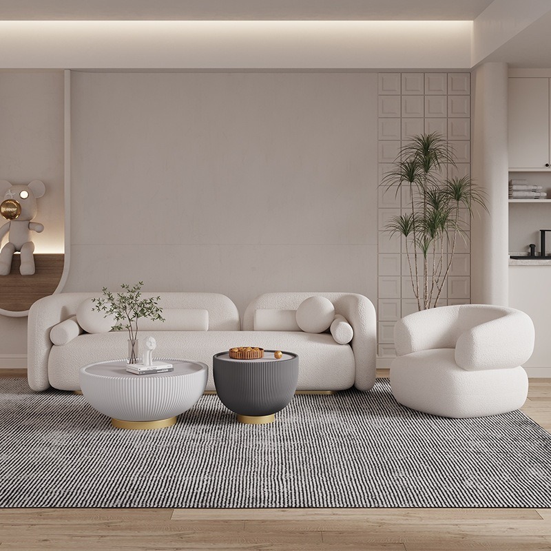 Fabric Curved Sofa,Lambswool Pocket Spring MattressSofa, Modern Minimalist Style - Living room furniture - QONKA HOME
