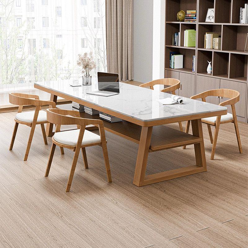 Sintered stone dining table with bottom storage shelf - pairs with the QONKA HOME sideboard