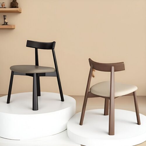 Modern Solid Walnut Dining Chair Minimalist Upholstered Accent Chair - Solid wood dining chair - QONKA HOME