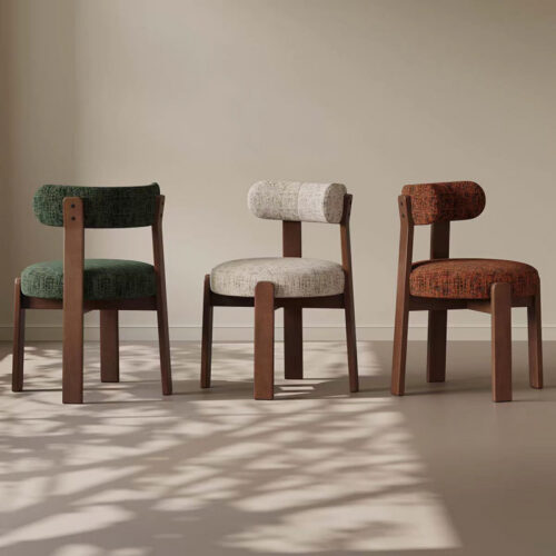Nordic Hug‑Style Solid Wood Dining Chair Wraparound Back Upholstered Side Chair Optional Chenille Fabric Or PU Leather -...