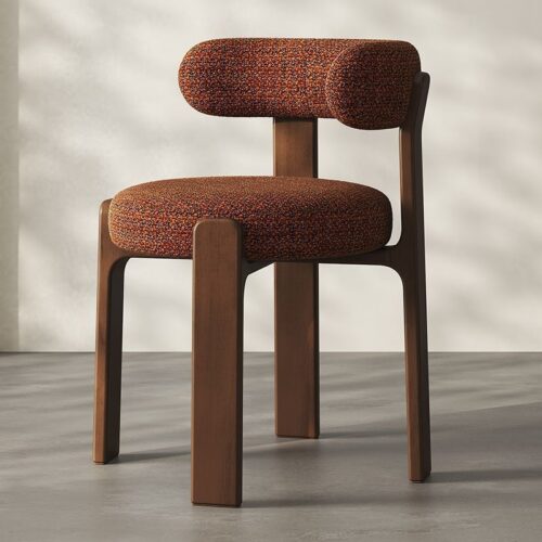 Nordic Hug‑Style Solid Wood Dining Chair Wraparound Back Upholstered Side Chair Optional Chenille Fabric Or PU Leather -...
