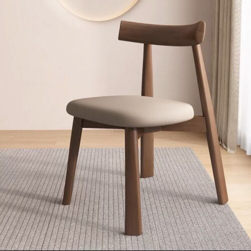 Modern Solid Walnut Dining Chair Minimalist Upholstered Accent Chair - Solid wood dining chair - QONKA HOME