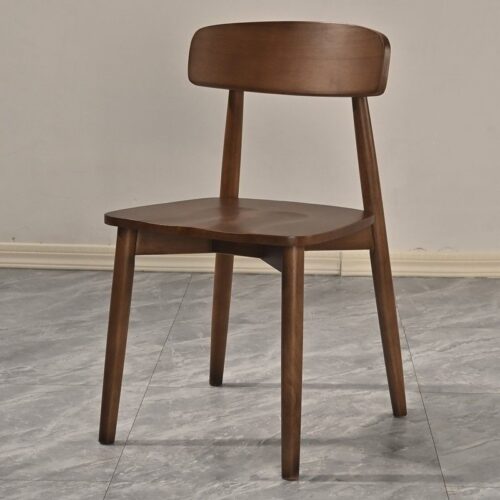 Nordic Solid Wood Dining Chair with Curved Backrest & PU Padded Seat, Modern Minimalist Wooden Chair - Solid wood din...