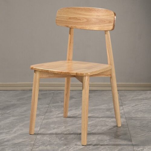 Nordic Solid Wood Dining Chair with Curved Backrest & PU Padded Seat, Modern Minimalist Wooden Chair - Solid wood din...