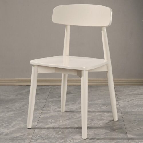 Nordic Solid Wood Dining Chair with Curved Backrest & PU Padded Seat, Modern Minimalist Wooden Chair - Solid wood din...