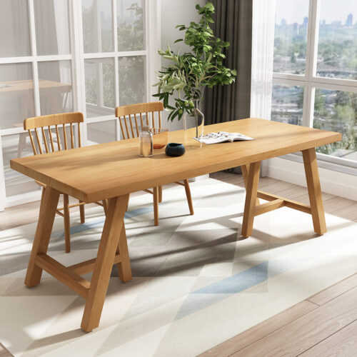 Rectangular Solid Wood Dining Table A-shape Legs Farmhouse Dinner Table Available in Pine or Ash Wood - Dining table - QON...