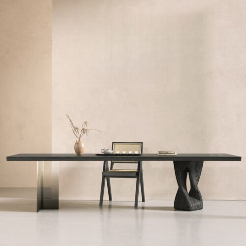 Rectangular Dining Table Solid Wood Top with Acrylic Legs Wabi Sabi Style Dinner Table Pine or Ash Wood Optional - Dining ...