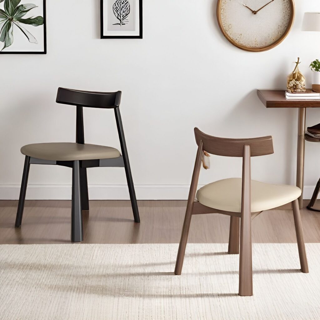 Modern Solid Walnut Dining Chair Minimalist Upholstered Accent Chair - Solid wood dining chair - QONKA HOME