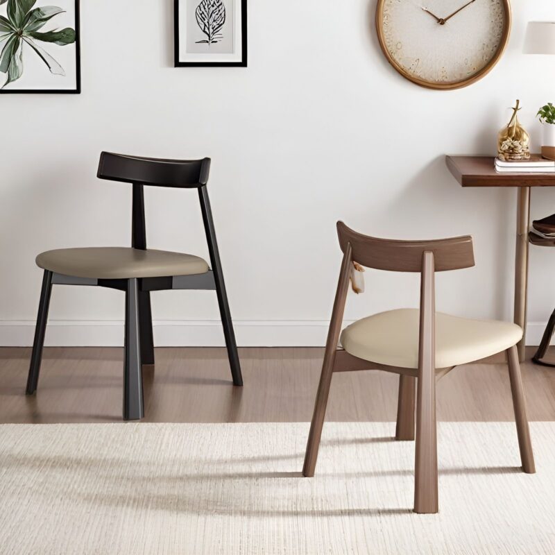 Modern Solid Walnut Dining Chair Minimalist Upholstered Accent Chair - Solid wood dining chair - QONKA HOME
