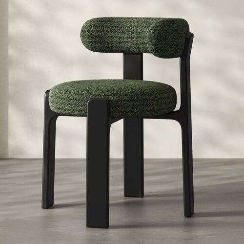 Nordic Hug‑Style Solid Wood Dining Chair Wraparound Back Upholstered Side Chair Optional Chenille Fabric Or PU Leather -...