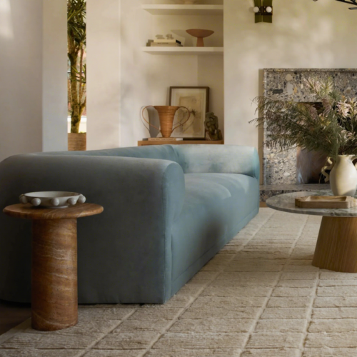 French Retro Modular Sofa, Modern Minimalist, Sky Blue - Living room furniture - QONKA HOME