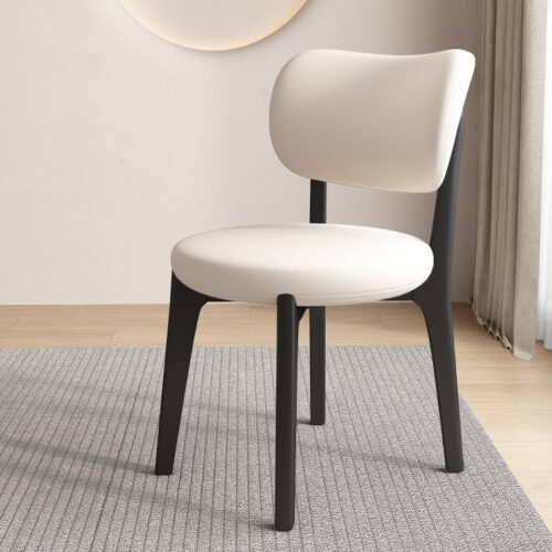 Nordic Style Solid Wood Dining Chair Lamb Fleece Upholstered Armless Side Chair - Dining chair - QONKA HOME