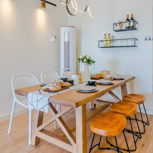 Rectangular Solid Pine Wood Dining Table Farmhouse Style Home Dinner Table - Dining table - QONKA HOME