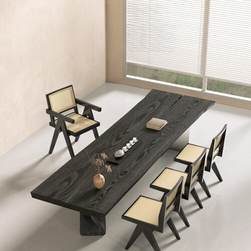 Rectangular Dining Table Solid Wood Top with Acrylic Legs Wabi Sabi Style Dinner Table Pine or Ash Wood Optional - Dining ...