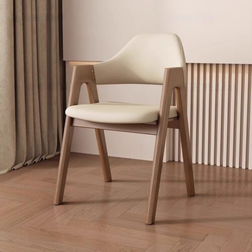 Mid-Century Wooden Dining Armchair  Pu Leather Upholstered Side Chair Comfortable Dinner Chair For Hotel Cafe Household Us...