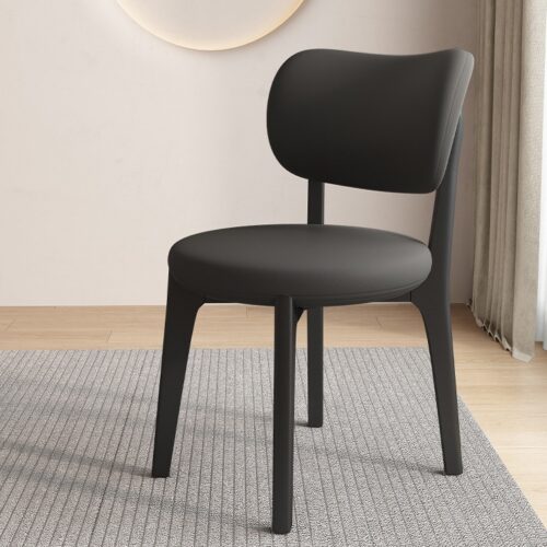 Nordic Style Solid Wood Dining Chair Lamb Fleece Upholstered Armless Side Chair - Dining chair - QONKA HOME