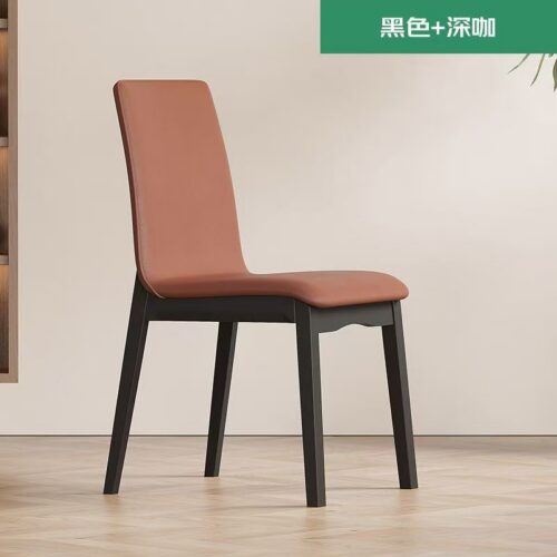 Italian Minimalist Solid Wood Frame Pu Leather Upholstered Dining Chair Modern Simple Armless Dining Side Chair - Solid wo...