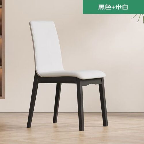 Italian Minimalist Solid Wood Frame Pu Leather Upholstered Dining Chair Modern Simple Armless Dining Side Chair - Solid wo...