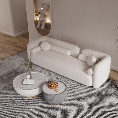 Fabric Curved Sofa,Lambswool Pocket Spring MattressSofa, Modern Minimalist Style - Living room furniture - QONKA HOME