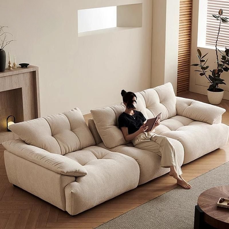 Flower Bud Cloud-Patterned Cream-Colored Sofa, Light Luxury Chenille Sofa - Living room furniture - QONKA HOME