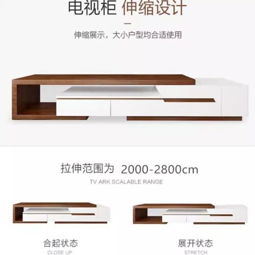 Modern Living Room Furniture Set, Multi‑functional Storage Coffee Table + Retractable TV Stand + Side Cabinet Wood Grain...