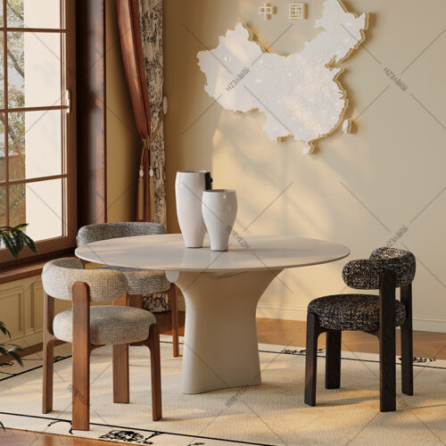 Nordic Style Solid Wood Dining Chair Textured Fabric Upholstered Armless Side Chair Modern Accent Dinner Chair For Home Re...