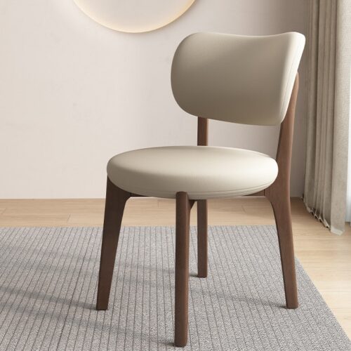 Nordic Style Solid Wood Dining Chair Lamb Fleece Upholstered Armless Side Chair - Dining chair - QONKA HOME