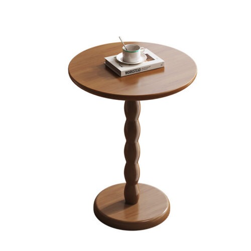 Vintage Round Solid Wood Side Table, Sculptured Single Pedestal End Table For Sofa Side Home Decoration - Bedside table - ...