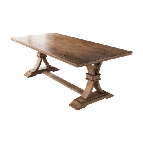 Rectangular Solid Pine Wood Dining Table Farmhouse Trestle Leg Dinner Table - Dining table - QONKA HOME